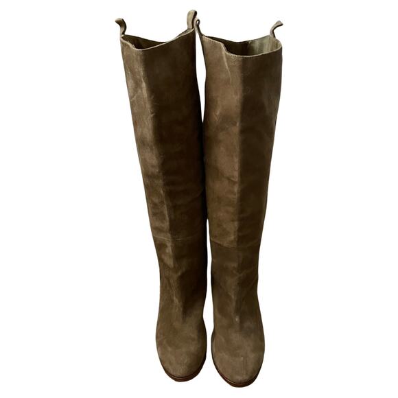 Splendid Boots Womens Size 10 Taupe Brown Suede Leather Knee High Heeled Western - Picture 1 of 14